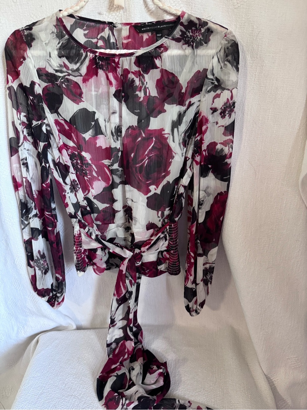 White House Black Market Women's Floral Semi-Sheer Blouse - Size 00P